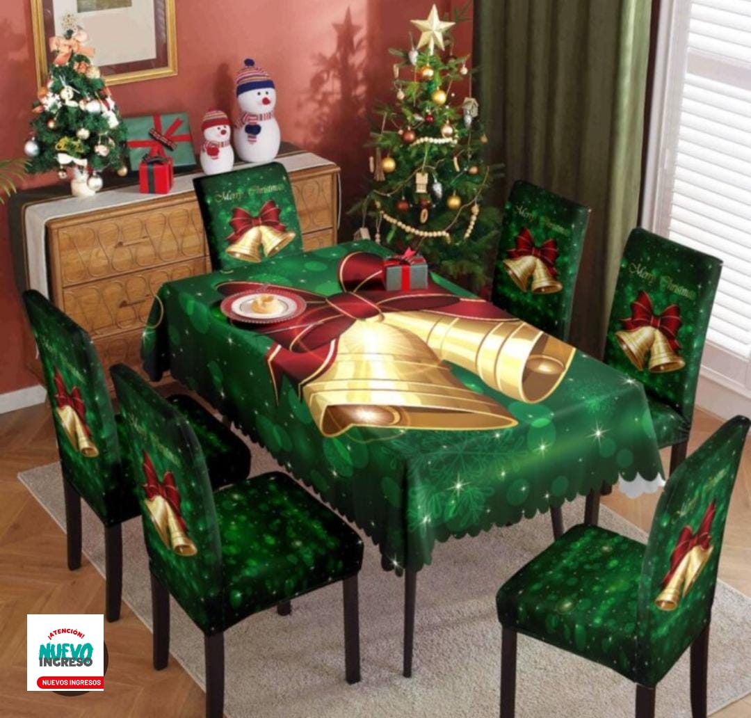 Pack Fundas de Sillas + Mantel Navideño🎅