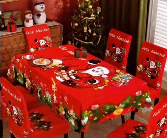 Pack Fundas de Sillas + Mantel Navideño🎅